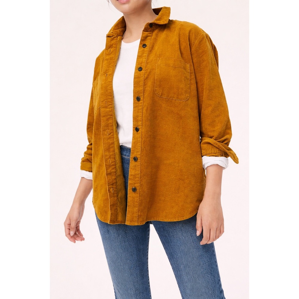 J. Crew NWT Womens Corduroy Button Down Shirt‎ Jacket Shacket Mustard BA753 XL